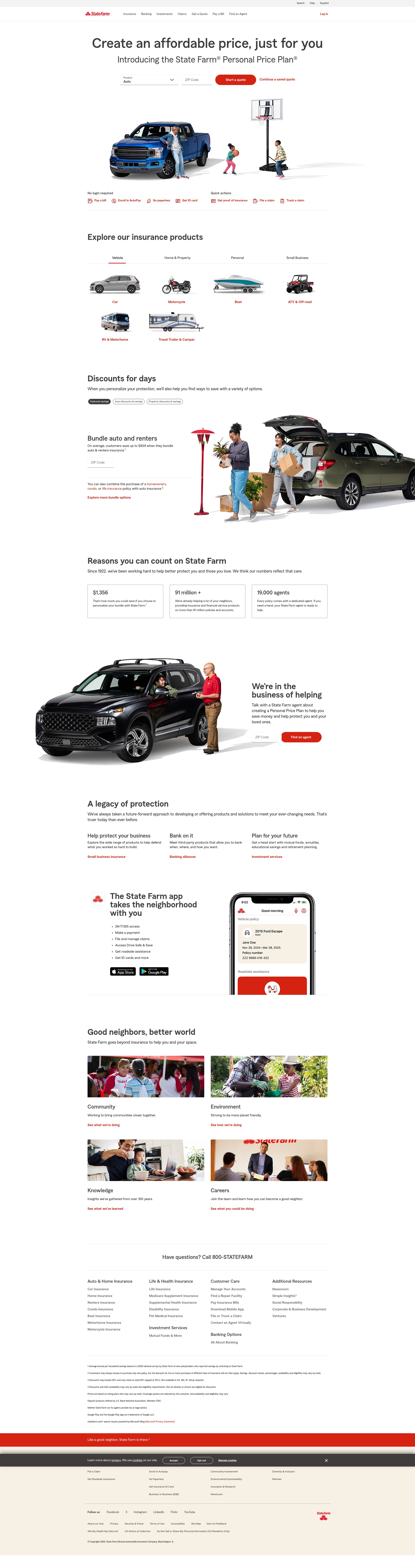 Screenshot of www.statefarm.com