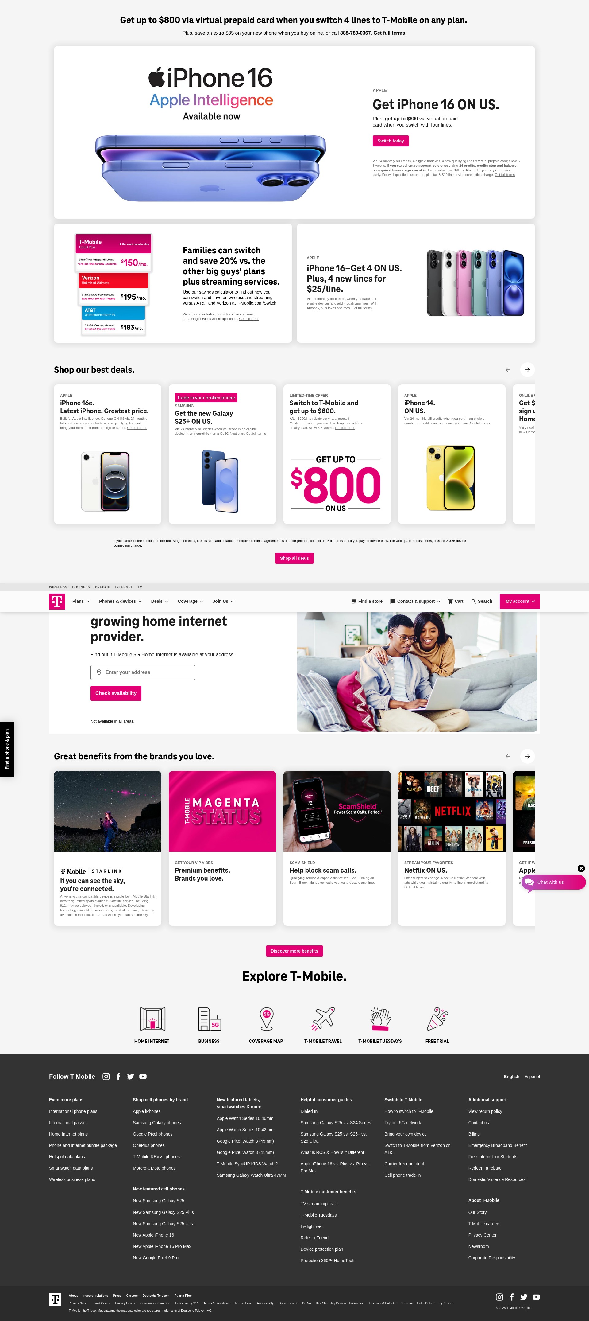Screenshot of www.t-mobile.com
