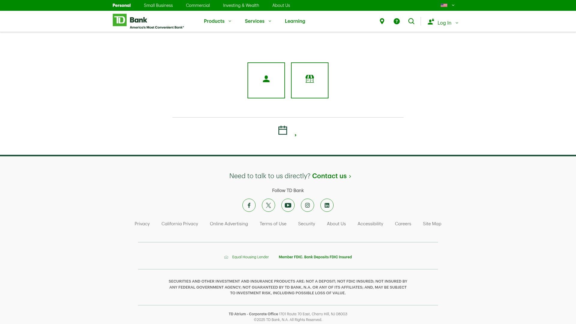 Screenshot of www.td.com