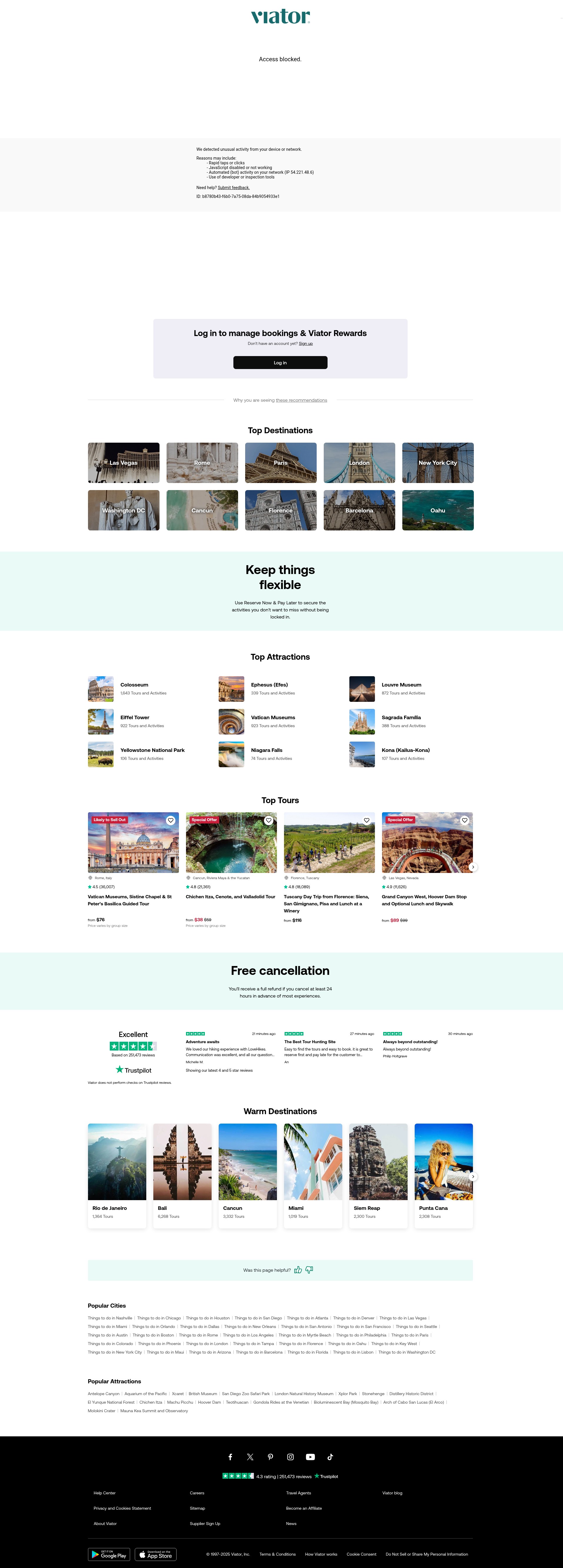 Screenshot of www.viator.com
