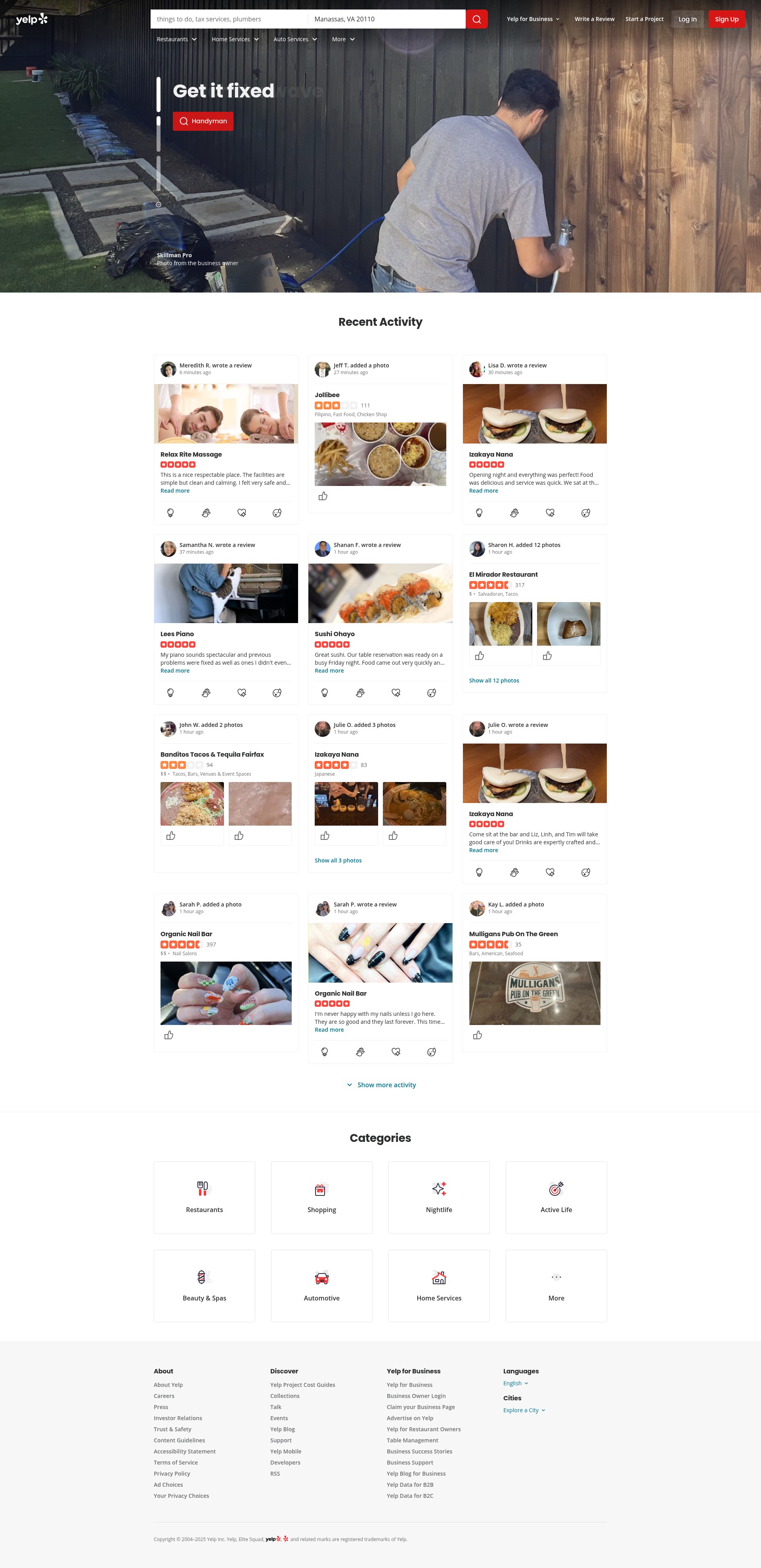 Screenshot of yelp.com